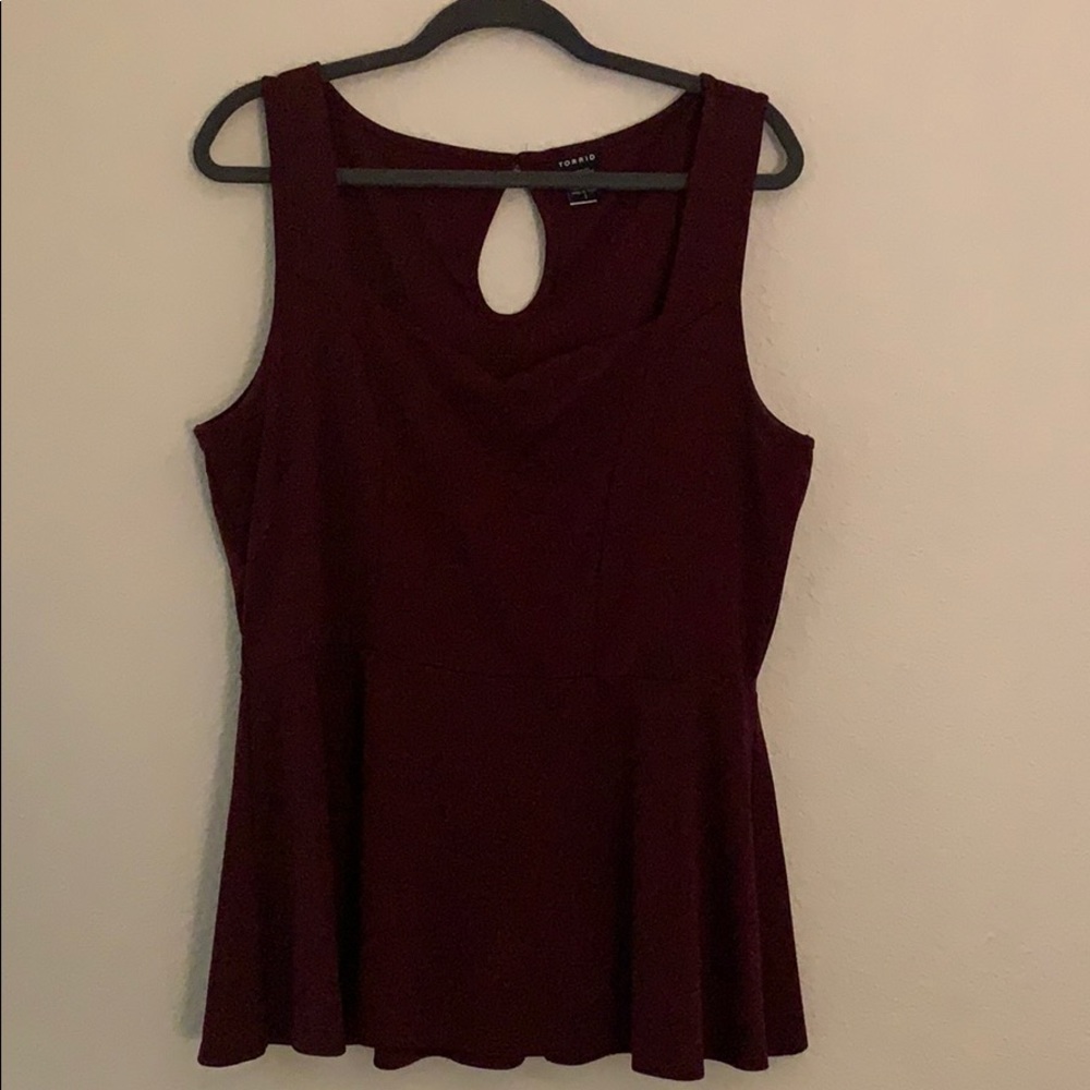 Burgundy Peplum Tank